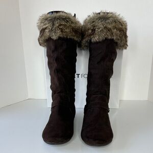 Report Women's Ellison Faux Suede Faux Fur Lined Boots Size 10M Brown